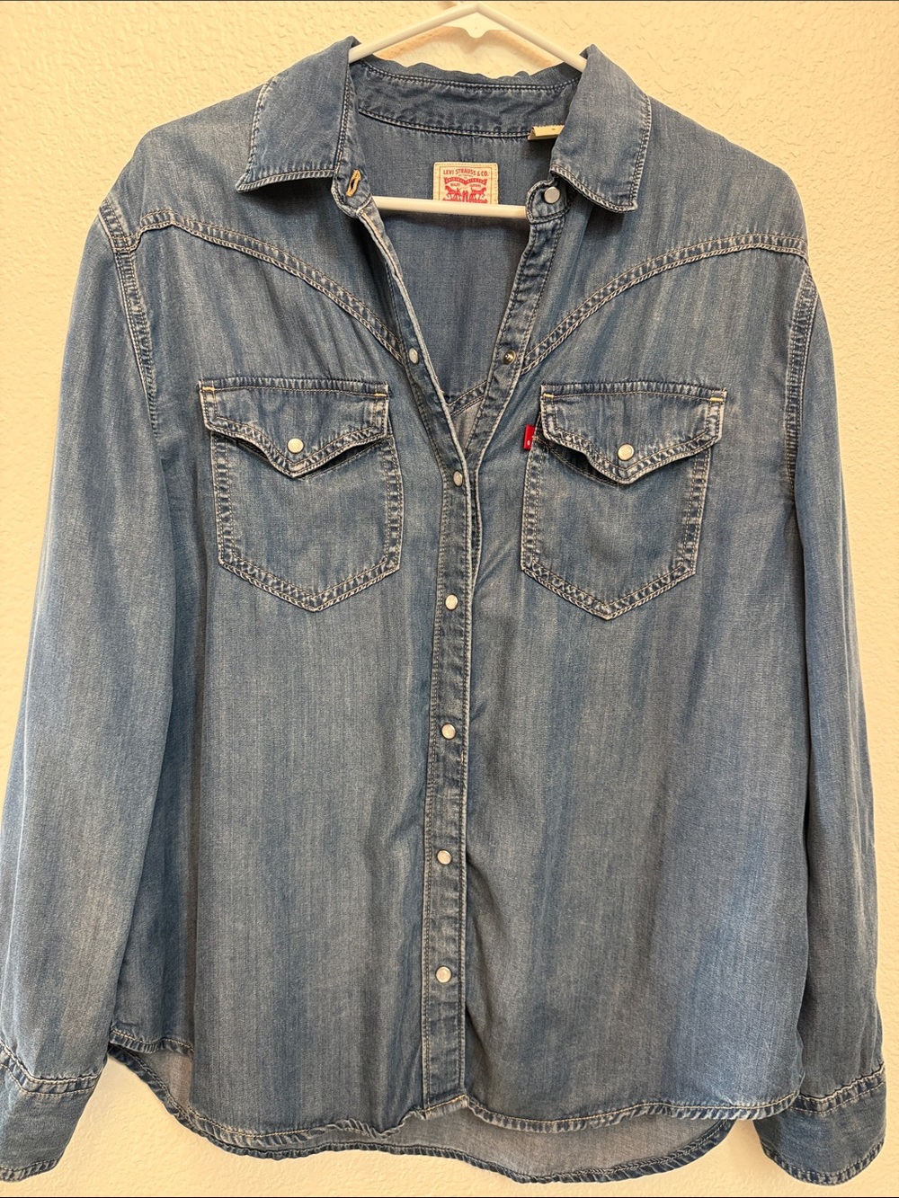 Levi's Light Blue Denim Pearl Button Shirt with Snap Front